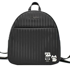 Karl Lagerfeld Black Logo-Strap Backpack